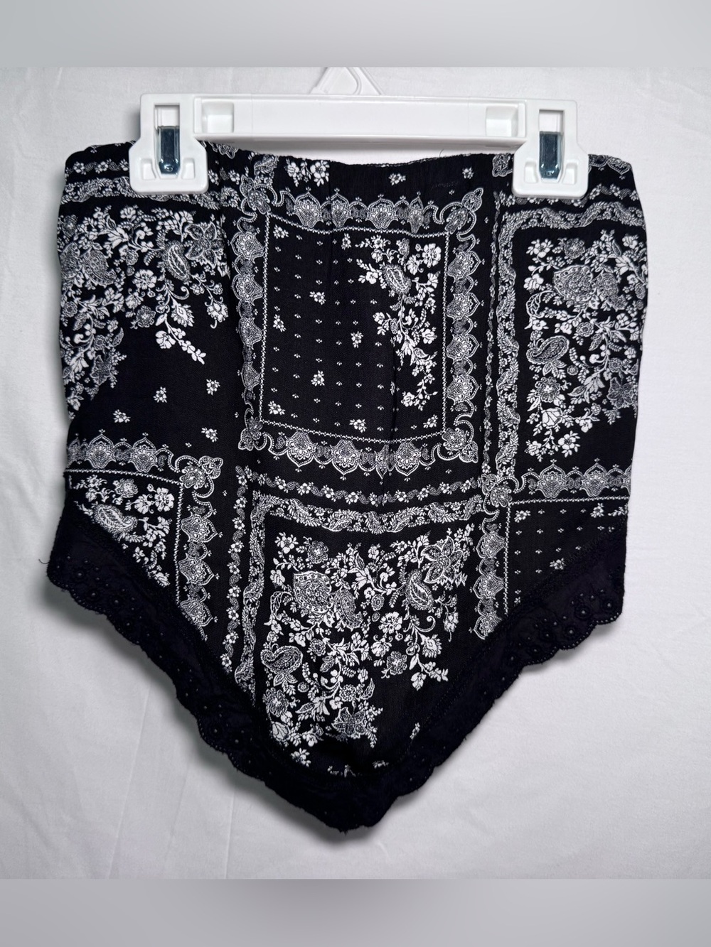 Thirty Thirty LA Paisley Floral Bandana Tube Top Black White Small Y2K Boho
